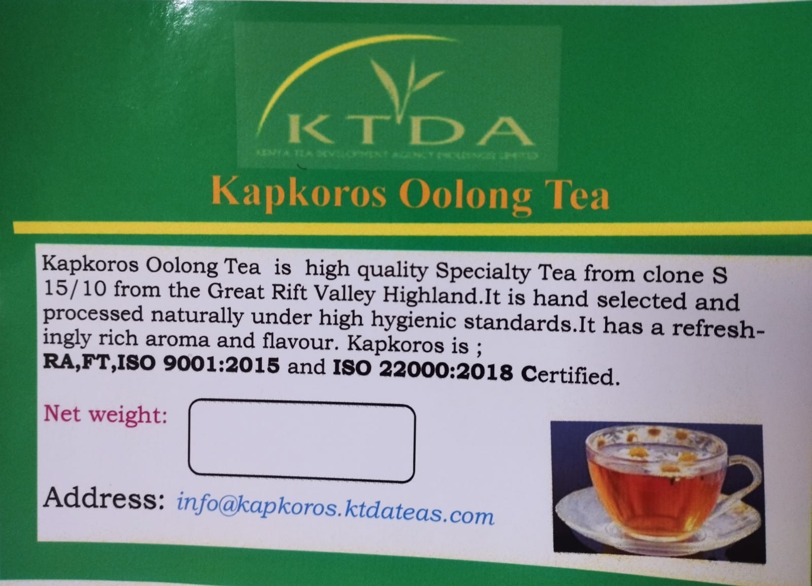 kapkoros oolong tea product image